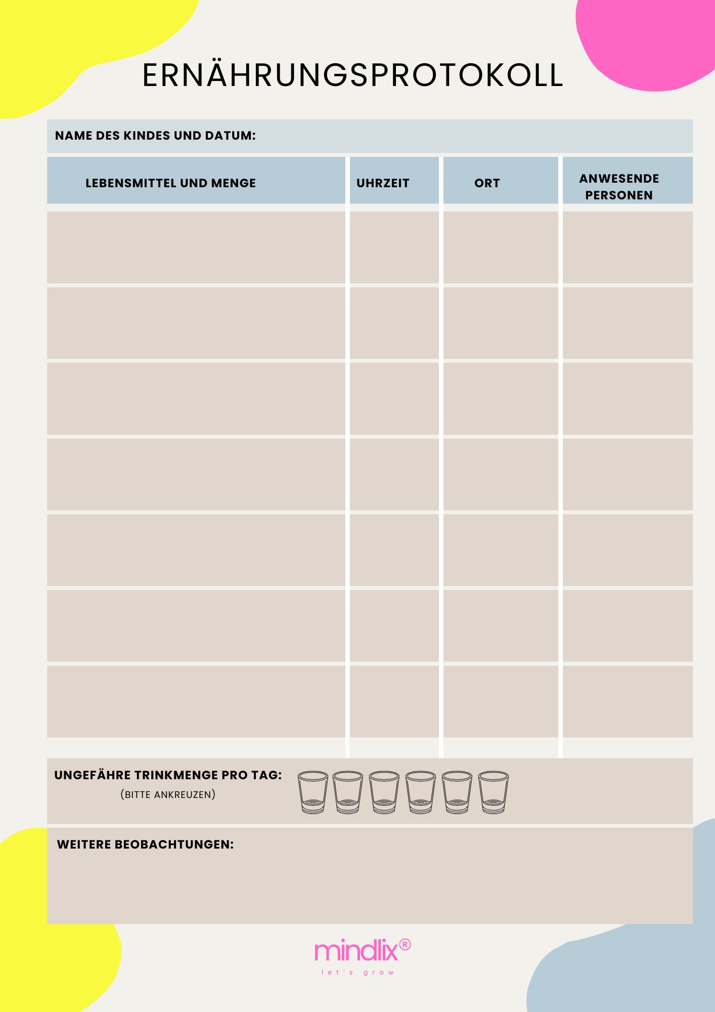 Ernährungsprotokoll PDF